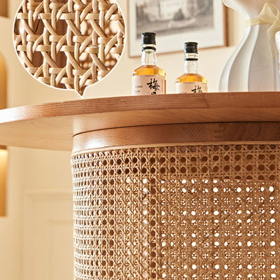 Traditional Chinese Square Ash Solid Wood Indonesian Rattan Bar Table For Kitchen