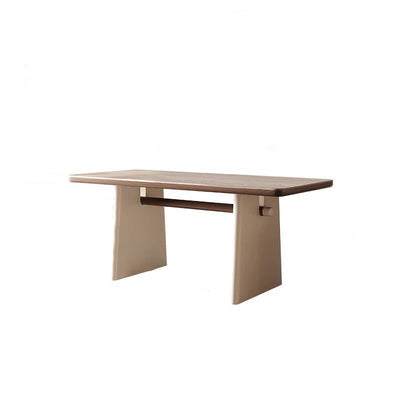 Traditional French Rectangular Stone Slab Walnut Veneer Oak Solid Wood Dining Table For Dining Room