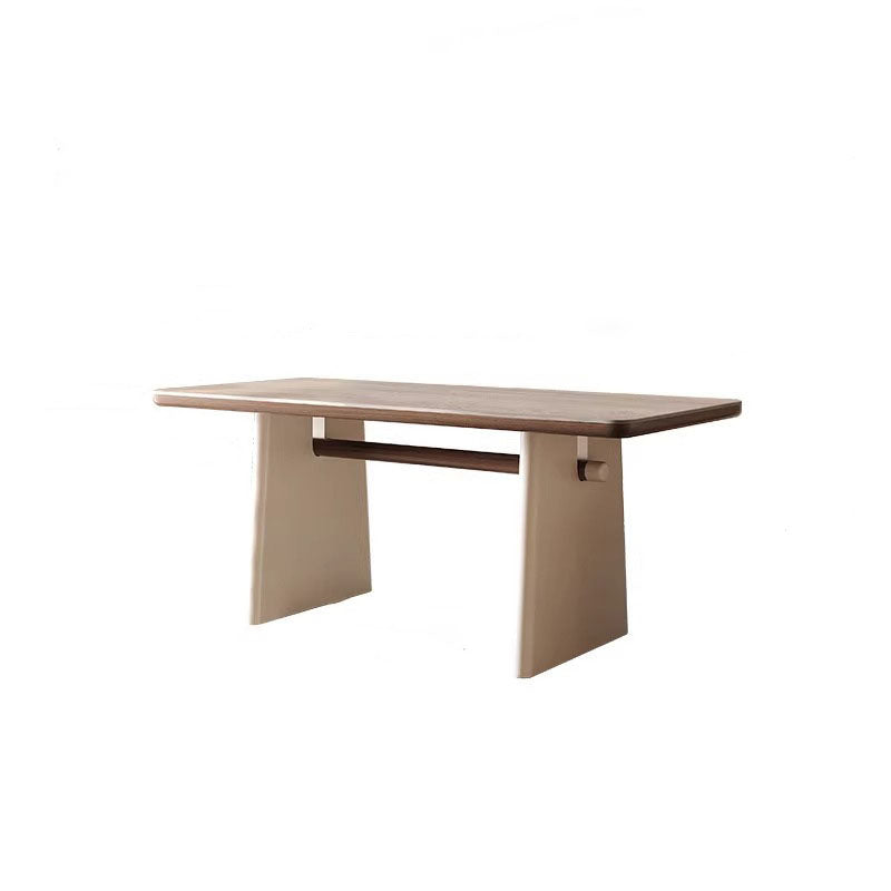 Traditional French Rectangular Stone Slab Walnut Veneer Oak Solid Wood Dining Table For Dining Room