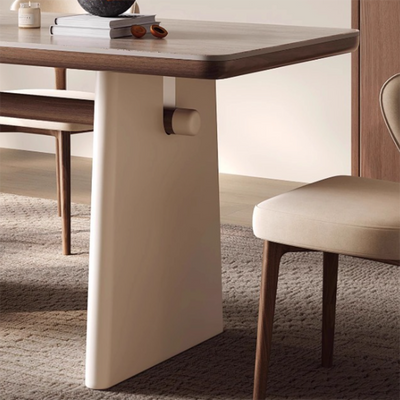 Traditional French Rectangular Fabric Stone Slab Walnut Veneer Oak Solid Wood Dining Table & Chair Set For Dining Room