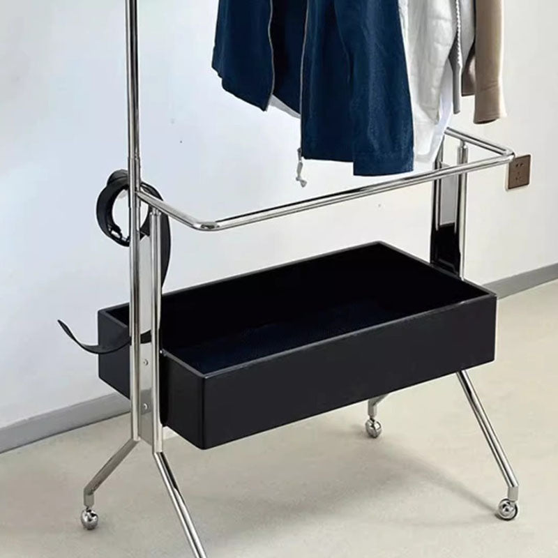 Traditional Vintage Rectangular Wood Stainless Steel Hall Tree 1-Storage For Bedroom