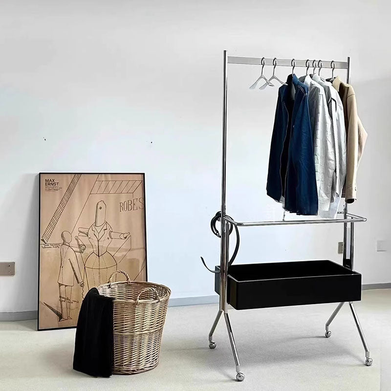 Traditional Vintage Rectangular Wood Stainless Steel Hall Tree 1-Storage For Bedroom