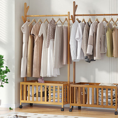 Modern Minimalist Rectangular Nan Bamboo Removable Hall Tree 1-Storage For Bedroom