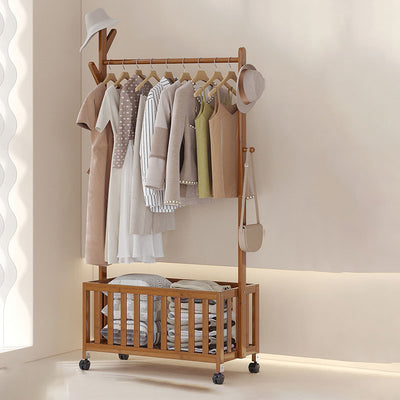 Modern Minimalist Rectangular Nan Bamboo Removable Hall Tree 1-Storage For Bedroom