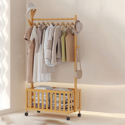 Modern Minimalist Rectangular Nan Bamboo Removable Hall Tree 1-Storage For Bedroom