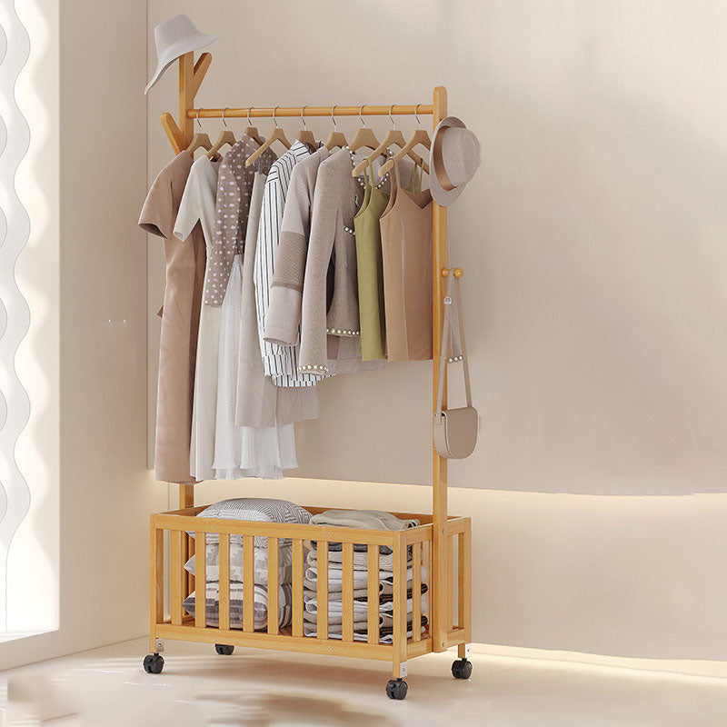 Modern Minimalist Rectangular Nan Bamboo Removable Hall Tree 1-Storage For Bedroom