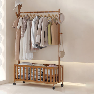 Modern Minimalist Rectangular Nan Bamboo Removable Hall Tree 1-Storage For Bedroom