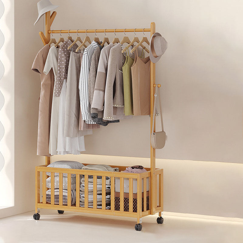 Modern Minimalist Rectangular Nan Bamboo Removable Hall Tree 1-Storage For Bedroom