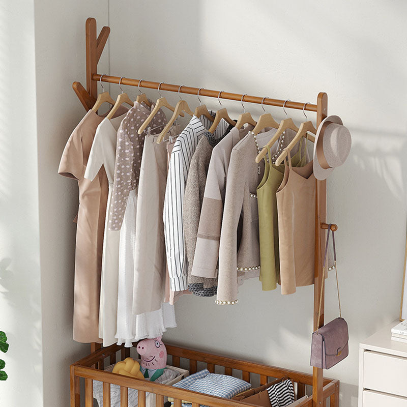 Modern Minimalist Rectangular Nan Bamboo Removable Hall Tree 1-Storage For Bedroom