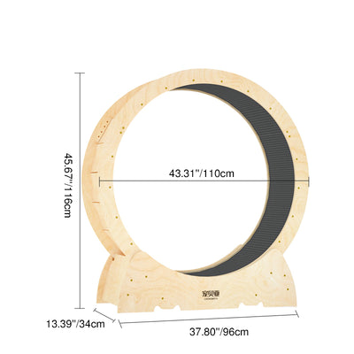 Contemporary Creative Round Multi-Layer Solid Wood Panel Silent Wheel Cat Tree For Living Room
