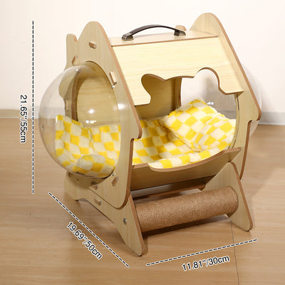 Contemporary Creative Round Medium-Density Fiberboard Acrylic Sisal Cat Bed For Living Room