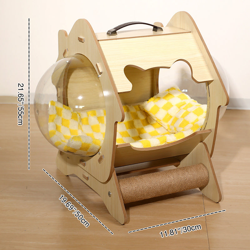 Contemporary Creative Round Medium-Density Fiberboard Acrylic Sisal Cat Bed For Living Room