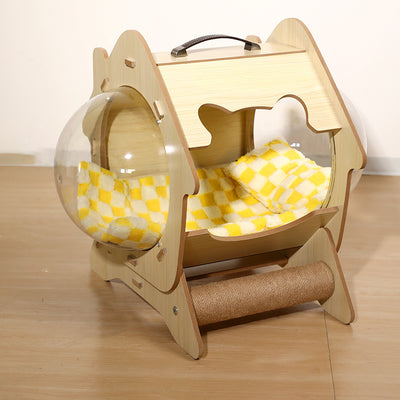 Contemporary Creative Round Medium-Density Fiberboard Acrylic Sisal Cat Bed For Living Room