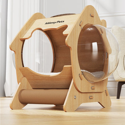 Contemporary Creative Round Medium-Density Fiberboard Acrylic Sisal Cat Bed For Living Room