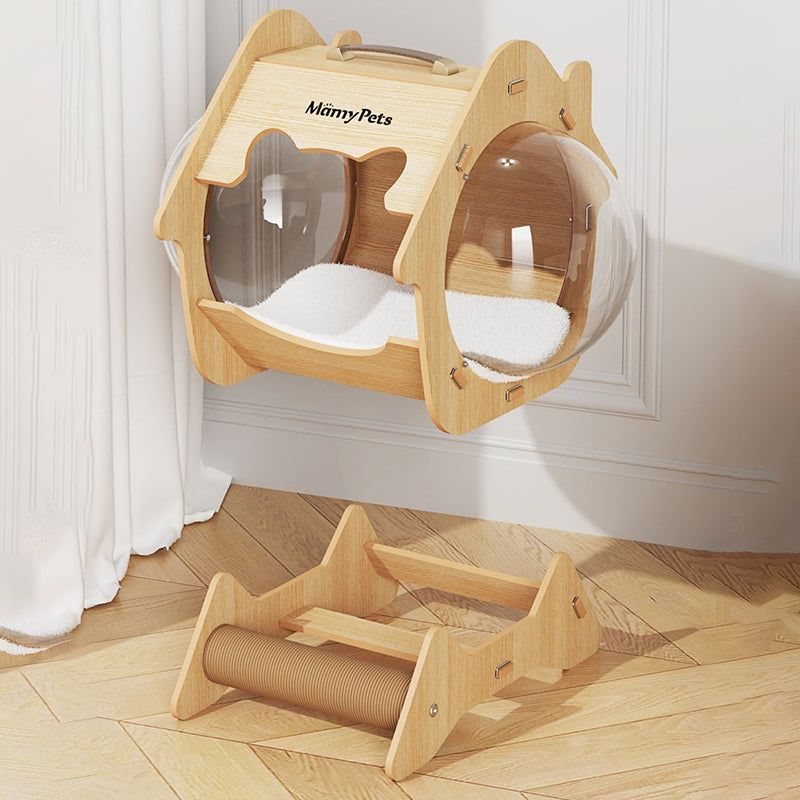 Contemporary Creative Round Medium-Density Fiberboard Acrylic Sisal Cat Bed For Living Room