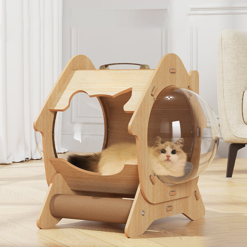 Contemporary Creative Round Medium-Density Fiberboard Acrylic Sisal Cat Bed For Living Room