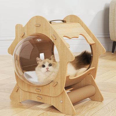 Contemporary Creative Round Medium-Density Fiberboard Acrylic Sisal Cat Bed For Living Room