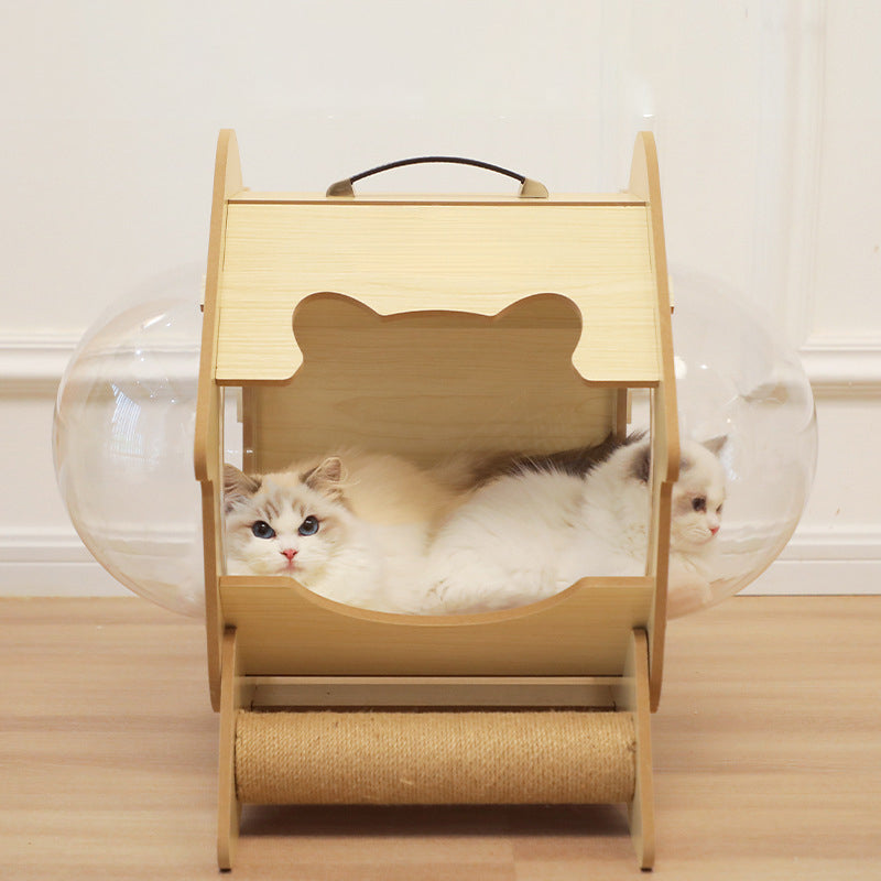 Contemporary Creative Round Medium-Density Fiberboard Acrylic Sisal Cat Bed For Living Room