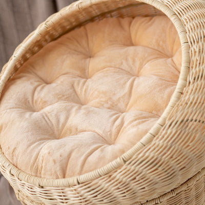 Contemporary Creative Round Fabric Rattan Raffia Grass Cat Bed 2-Tier For Bedroom