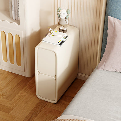 Contemporary Scandinavian Rectangular Microfiber Leather Pine Solid Wood Nightstand 2-Drawer For Bedroom