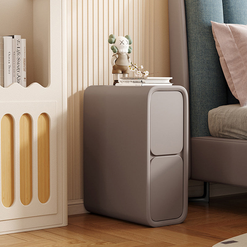 Contemporary Scandinavian Rectangular Microfiber Leather Pine Solid Wood Nightstand 2-Drawer For Bedroom