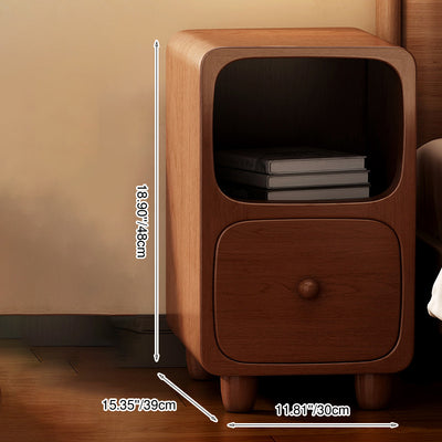 Contemporary Scandinavian Rectangular Ultra-Slim Medium-Density Fiberboard Nightstand 1/2-Drawer For Bedroom