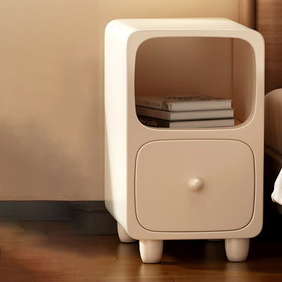 Contemporary Scandinavian Rectangular Ultra-Slim Medium-Density Fiberboard Nightstand 1/2-Drawer For Bedroom