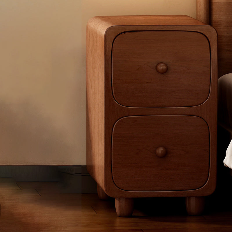 Contemporary Scandinavian Rectangular Ultra-Slim Medium-Density Fiberboard Nightstand 1/2-Drawer For Bedroom