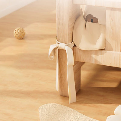 Contemporary Creative Rectangular Fabric Rattan Solid Pine Wood Pet Bed For Bedroom