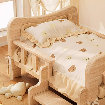 Contemporary Creative Rectangular Fabric Rattan Solid Pine Wood Pet Bed For Bedroom
