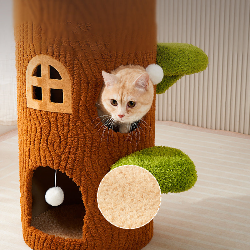 Arbre à chat contemporain créatif à panneau en forme d’arbre rond en sisal, 1/2/3 niveaux, pour salon 