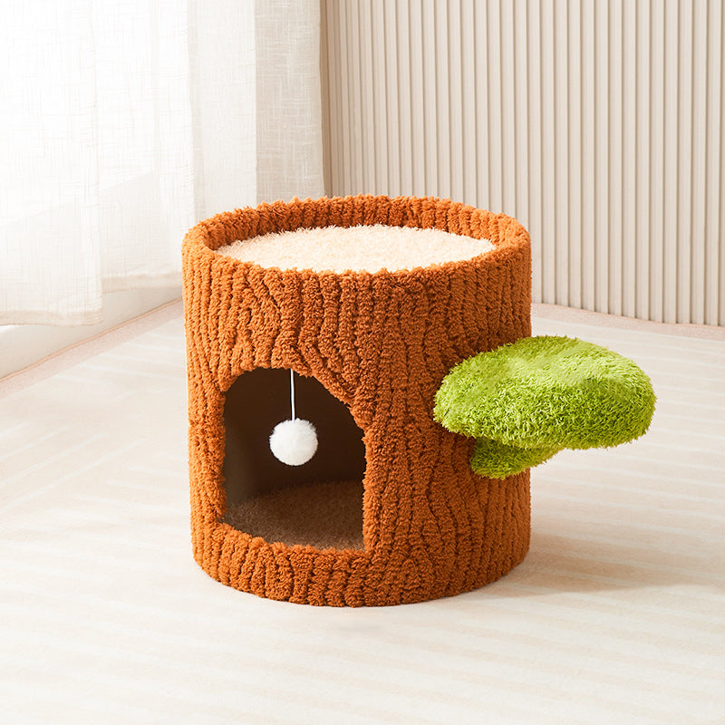 Arbre à chat contemporain créatif à panneau en forme d’arbre rond en sisal, 1/2/3 niveaux, pour salon 
