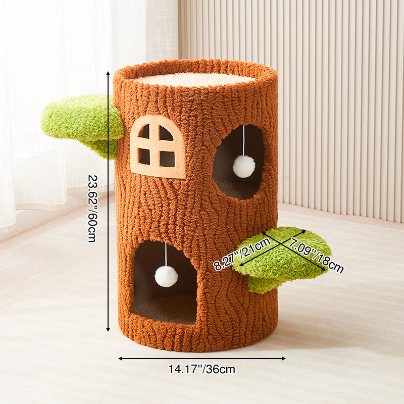 Arbre à chat contemporain créatif à panneau en forme d’arbre rond en sisal, 1/2/3 niveaux, pour salon 