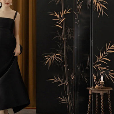 Traditional Chinese Rectangular Solid Wood Plywood Gold Leaf Foldable Hand-Painted Room Divider For Living Room