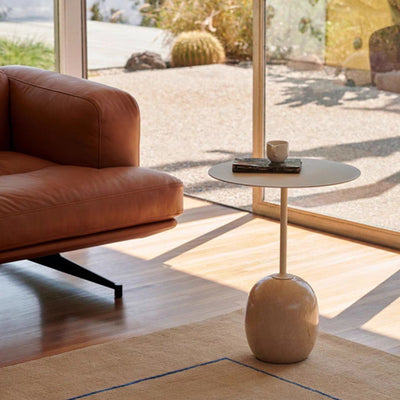 Modern Minimalist Round Marble Iron Side Table 1-Tier For Living Room