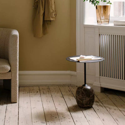 Modern Minimalist Round Marble Iron Side Table 1-Tier For Living Room