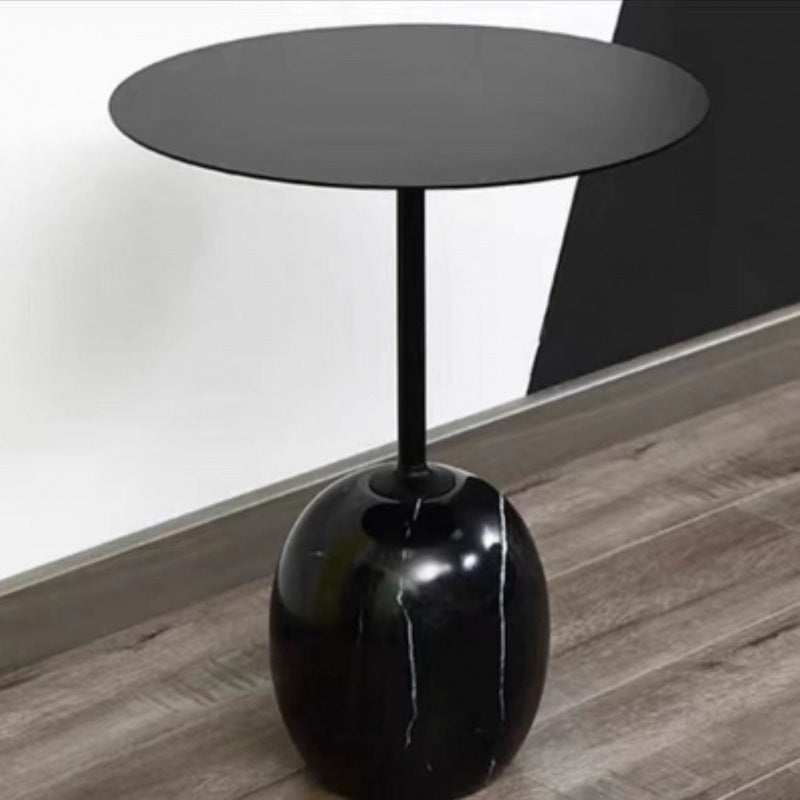 Modern Minimalist Round Marble Iron Side Table 1-Tier For Living Room