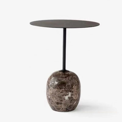 Modern Minimalist Round Marble Iron Side Table 1-Tier For Living Room