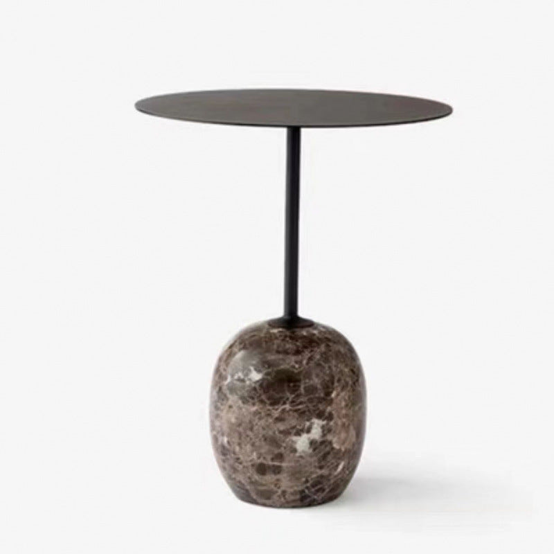 Modern Minimalist Round Marble Iron Side Table 1-Tier For Living Room