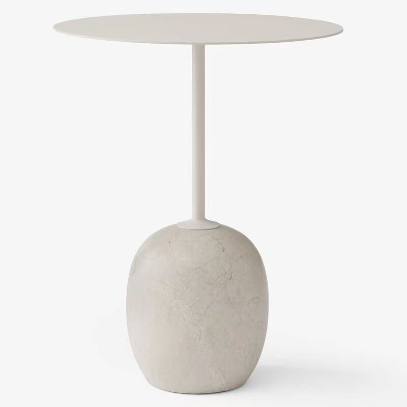 Modern Minimalist Round Marble Iron Side Table 1-Tier For Living Room