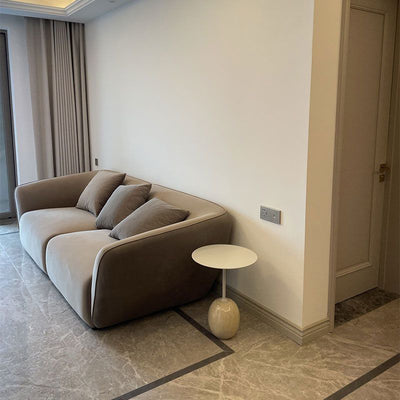 Modern Minimalist Round Marble Iron Side Table 1-Tier For Living Room