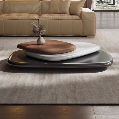 Modern Minimalist Rectangular Walnut Veneer Multi-layer Solid Wood Panel Swivel Coffee Table For Living Room