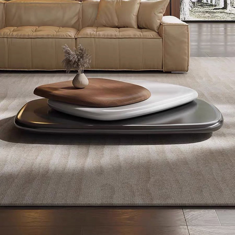 Modern Minimalist Rectangular Walnut Veneer Multi-layer Solid Wood Panel Swivel Coffee Table For Living Room