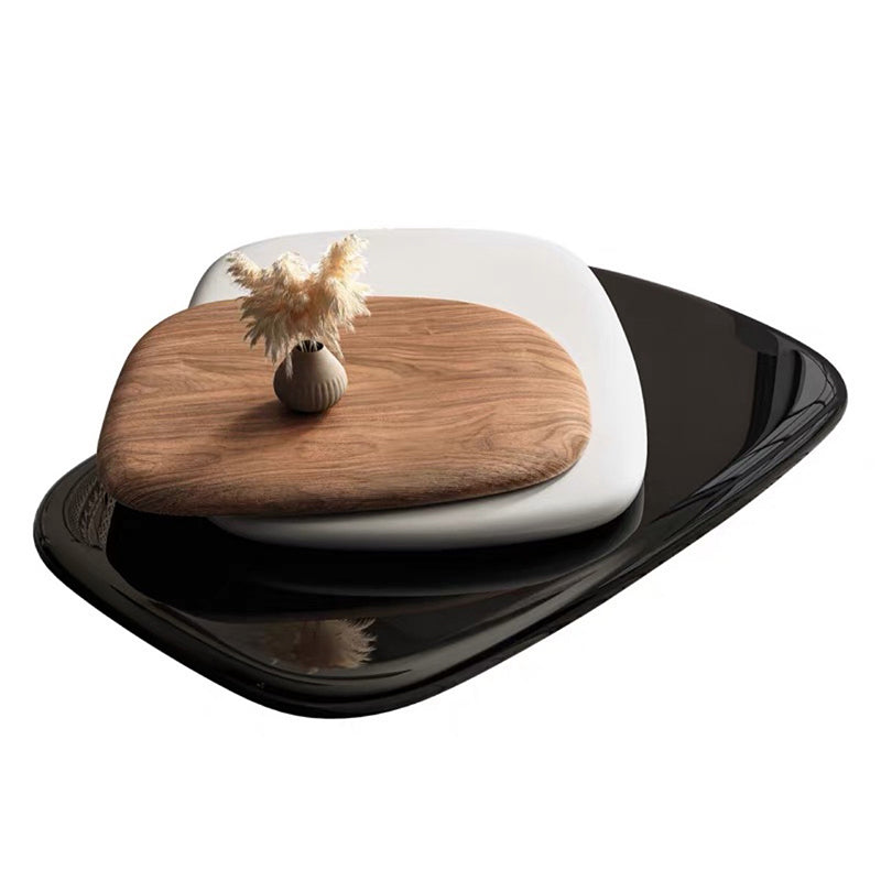 Modern Minimalist Rectangular Walnut Veneer Multi-layer Solid Wood Panel Swivel Coffee Table For Living Room