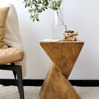 Modern Mid-Century Triangular Magnesium Oxide Board Side Table For Living Room