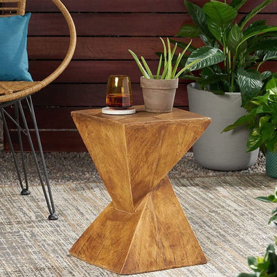 Modern Mid-Century Triangular Magnesium Oxide Board Side Table For Living Room