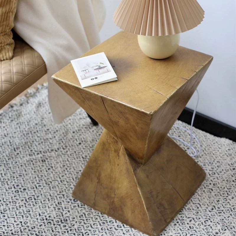 Modern Mid-Century Triangular Magnesium Oxide Board Side Table For Living Room