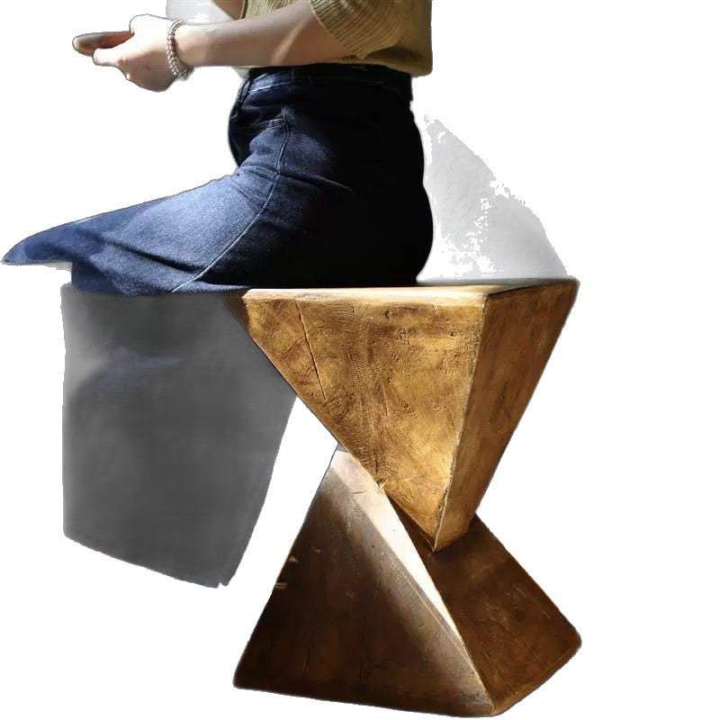 Modern Mid-Century Triangular Magnesium Oxide Board Side Table For Living Room