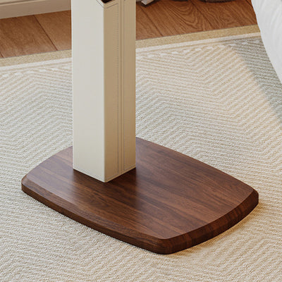 Contemporary Scandinavian Rectangular Saddle Leather Medium-Density Fiberboard Height-Adjustable Swivel Side Table For Living Room