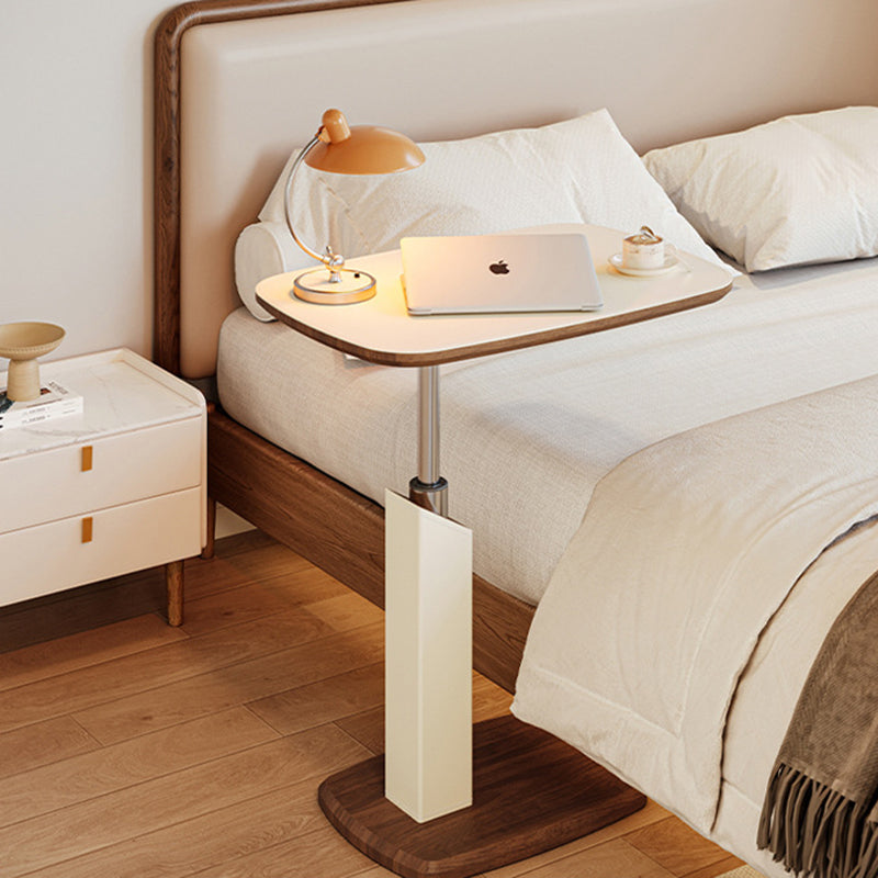 Contemporary Scandinavian Rectangular Saddle Leather Medium-Density Fiberboard Height-Adjustable Swivel Side Table For Living Room